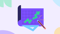 Planful purple grid paper with a pencil