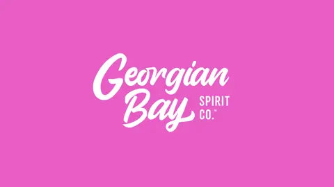 Georgian Bay Spirit Co. logo against a hot pink background.