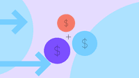 Three money signs set in colorful circles