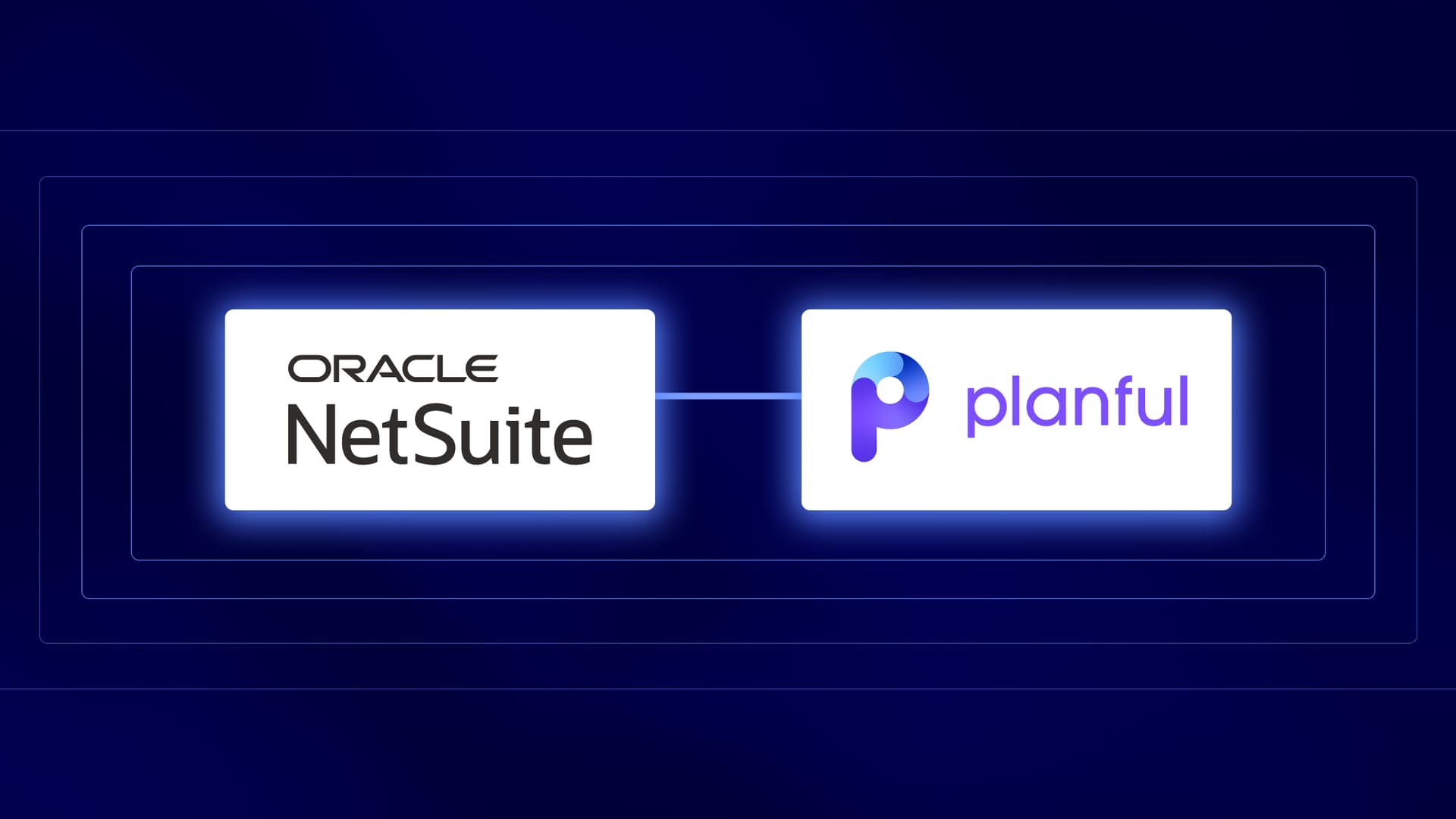 Oracle NetSuite and Planful's logos against a dark purple background.