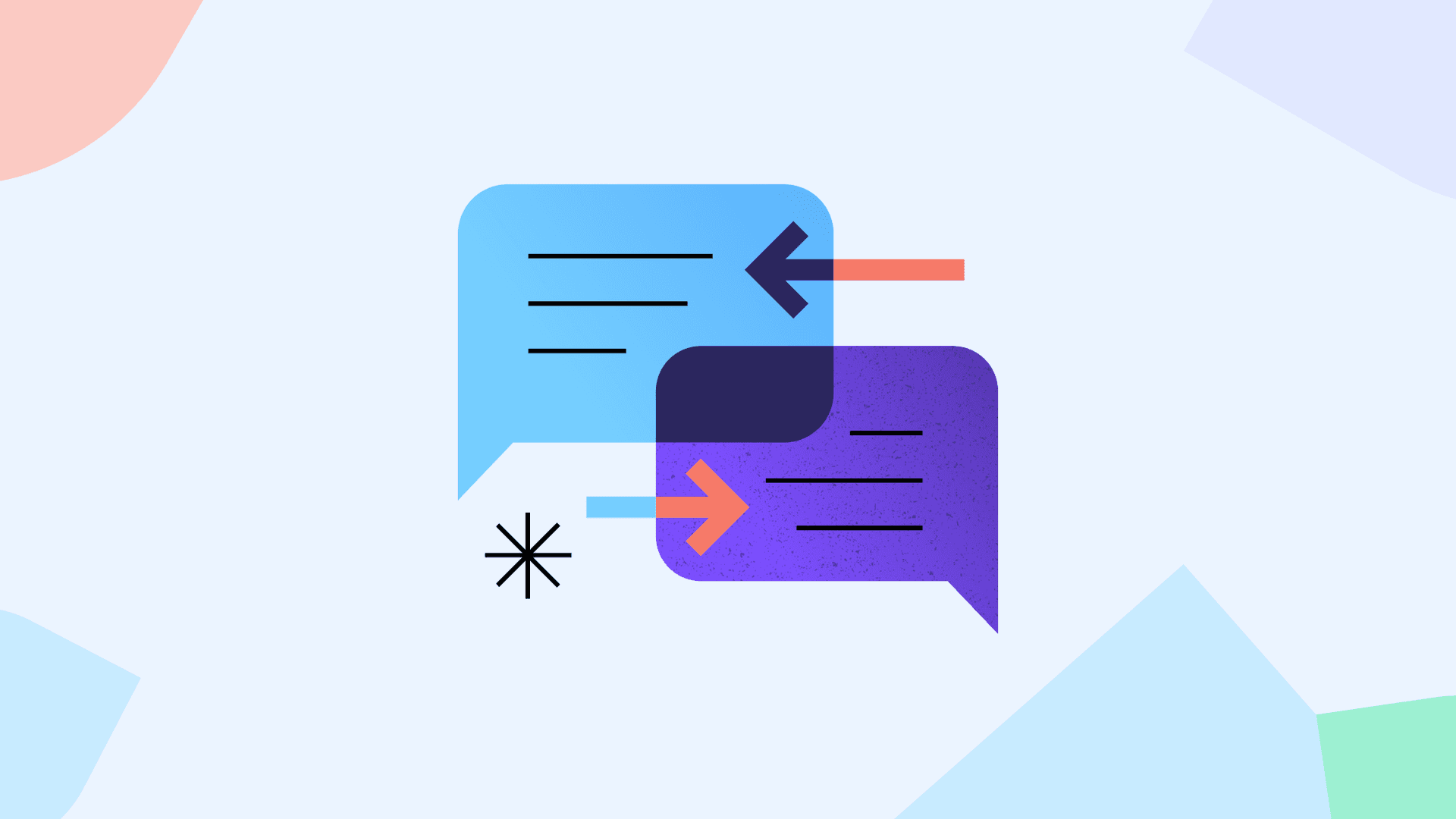 A blue text box overlapping with a purple text box to form a venn diagram.