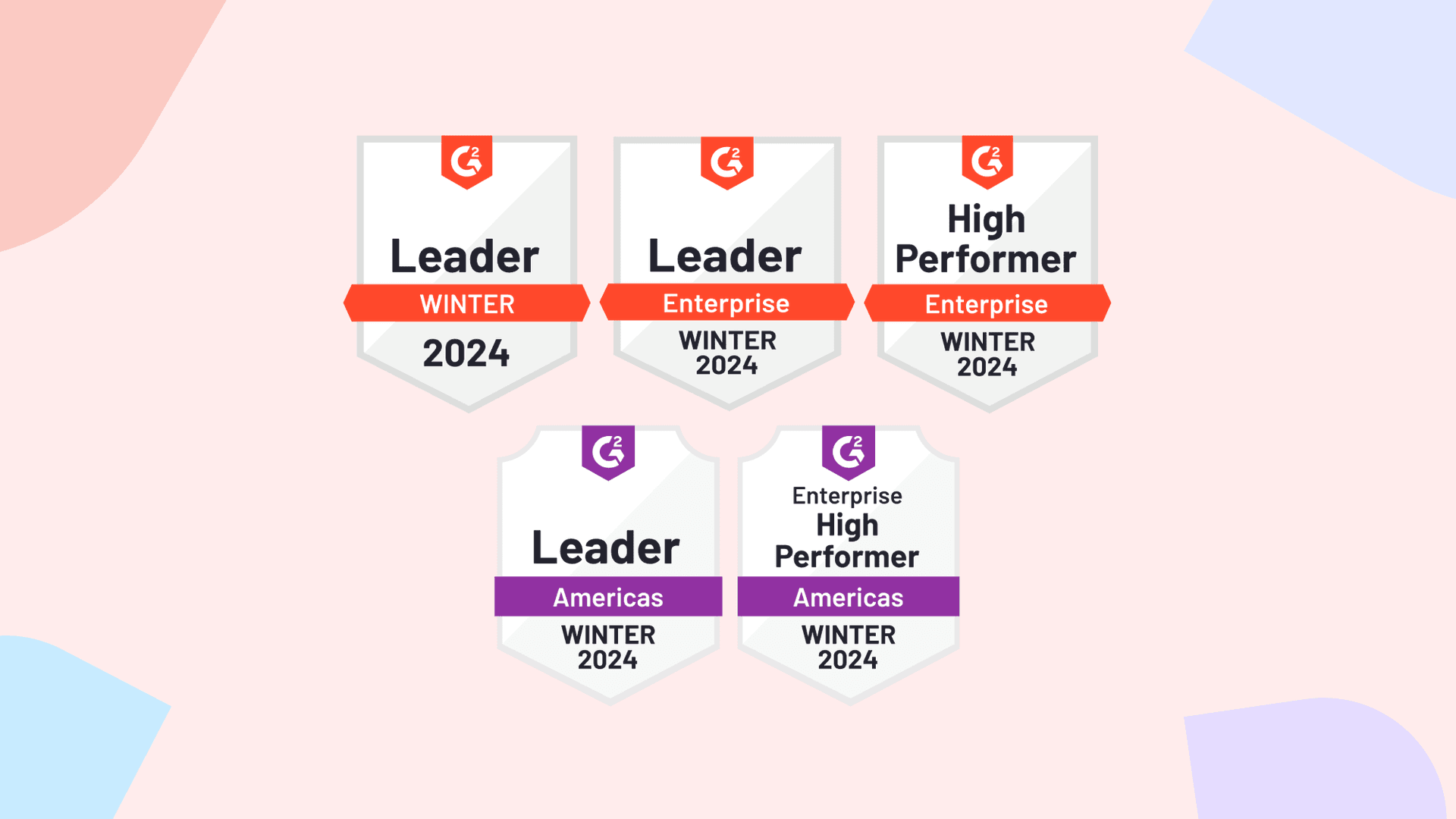 Five awards citing Planful as a leader in FP&A technology, awarded by G2. The badges sit on top of a pink background.